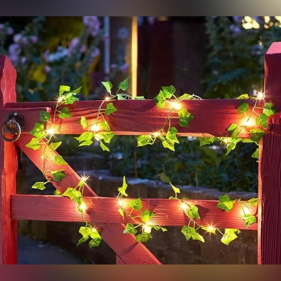 6.5 Feet Green Ivy Vine Leaves Battery LED Lights String Lighting Indoor Outdoor - Picture 1 of 4